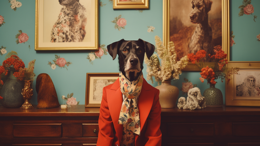 Chic dog model wearing fashionable clothing in a stylish photoshoot