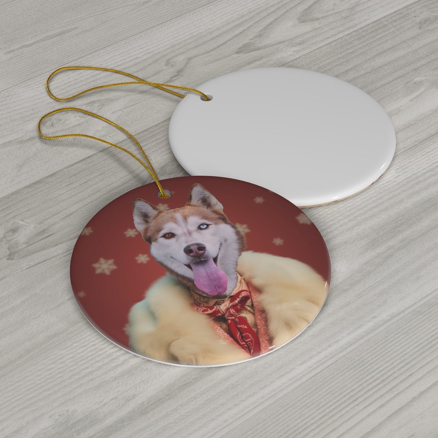 Eggnog and Tail - wags - Custom Pet Ornament - Hairy Humans