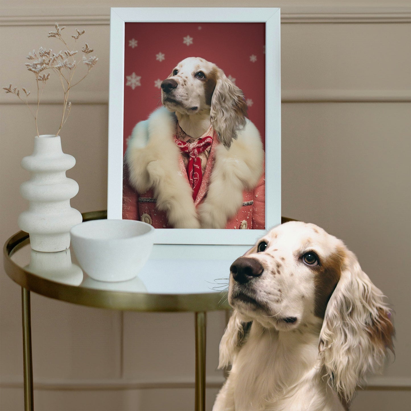 Eggnog and Tail - wags - Custom Pet Portrait - Hairy Humans