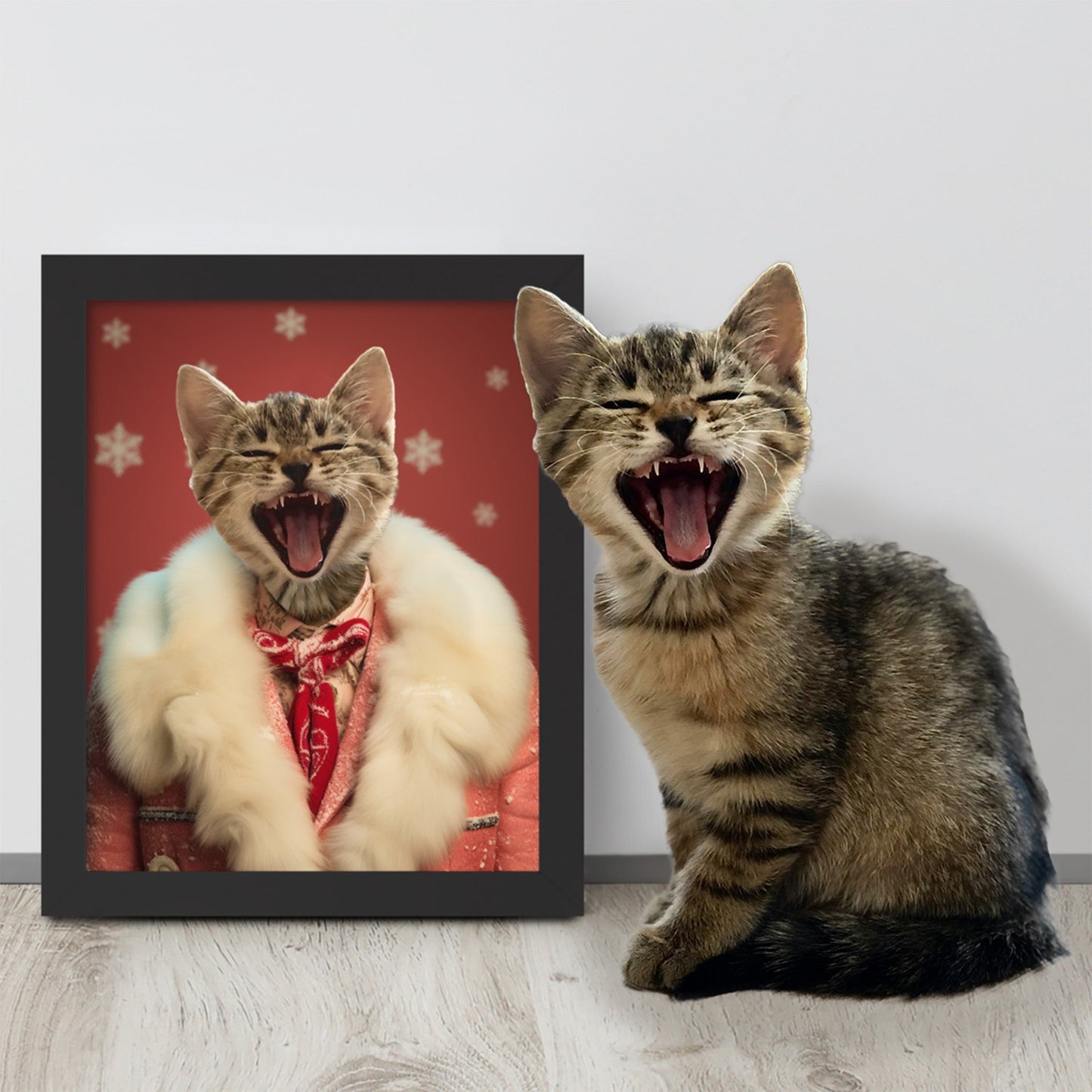 Eggnog and Tail - wags - Custom Pet Portrait - Hairy Humans